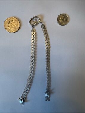Silver toned Chevron Drop Earrings - Long V-Link Dangles